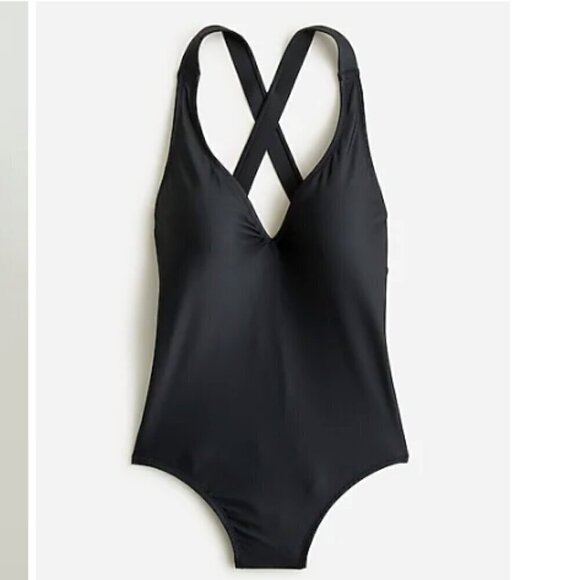 J. Crew High-Support Cross-Back One-Piece Swimsuit Black Size 8 NWT - Picture 4 of 5